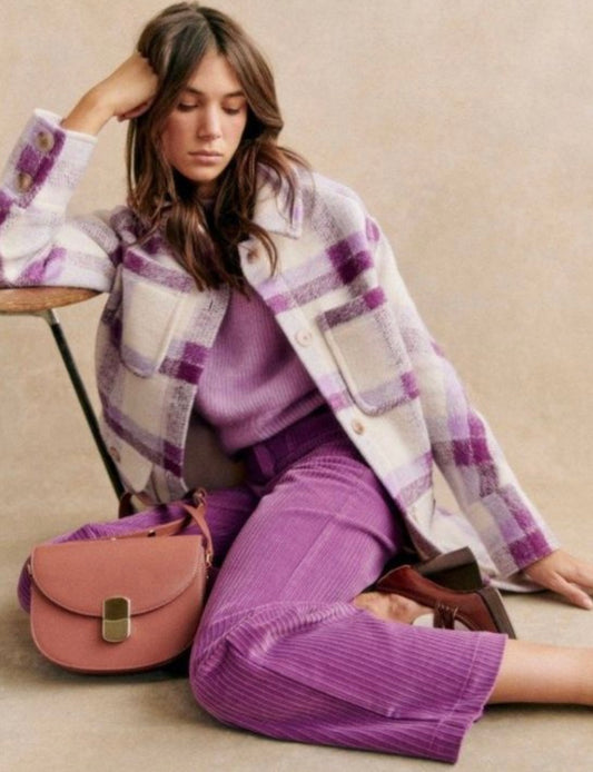 SEZANE Paolo Purple Plaid Jacket - Size 34