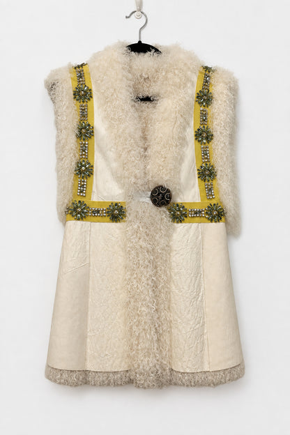MIU MIU F/W 2020 shearling & Crystal Embellished Vest - Size S