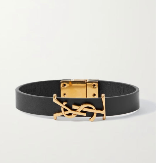 Opyum leather and gold-tone bracelet