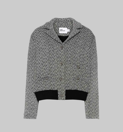 SELF-PORTRAIT Herringbone Bomber Jacket - Size 12
