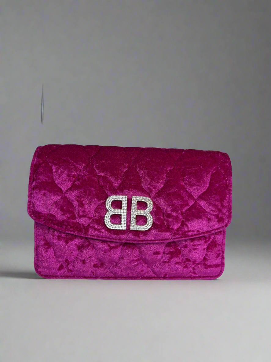 BALENCIAGA Quilted Crushed Velvet Crossbody