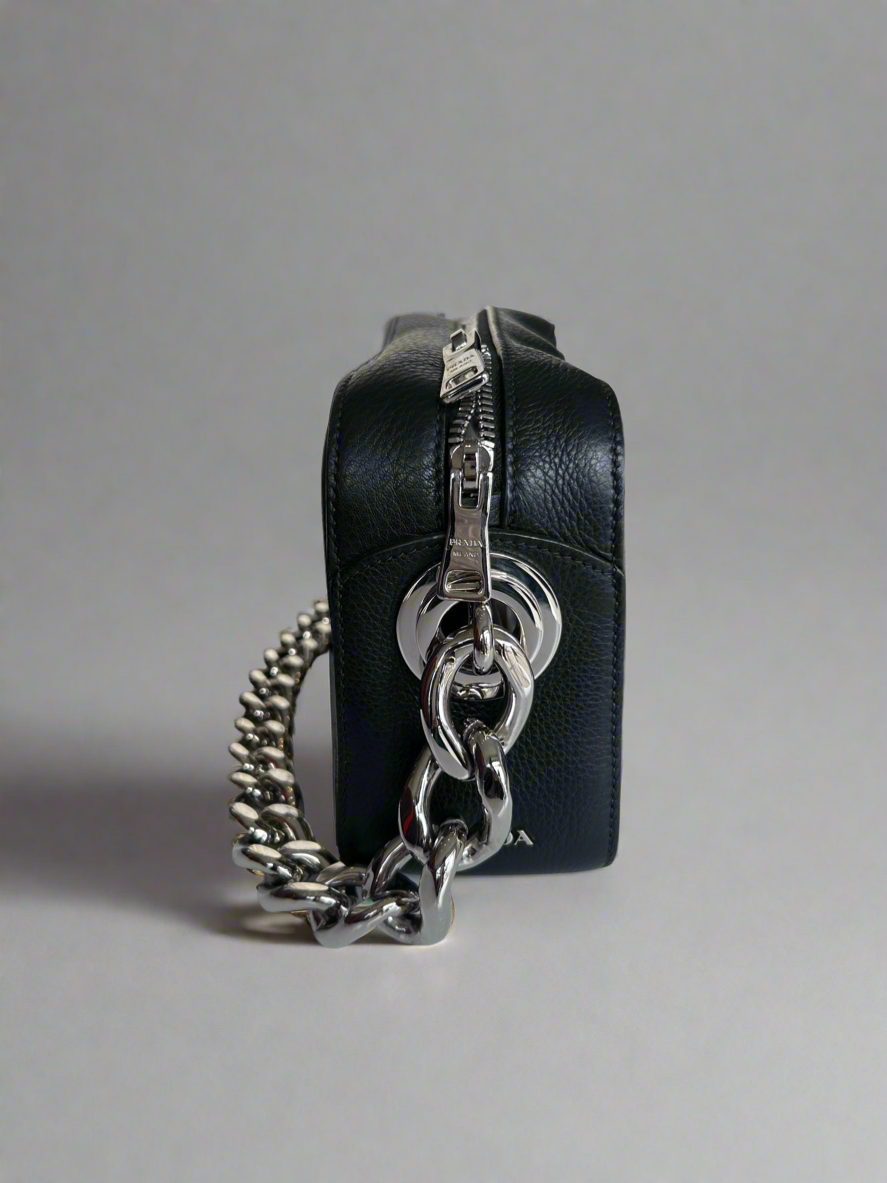 PRADA Itello Daino Leather Grommet Bag