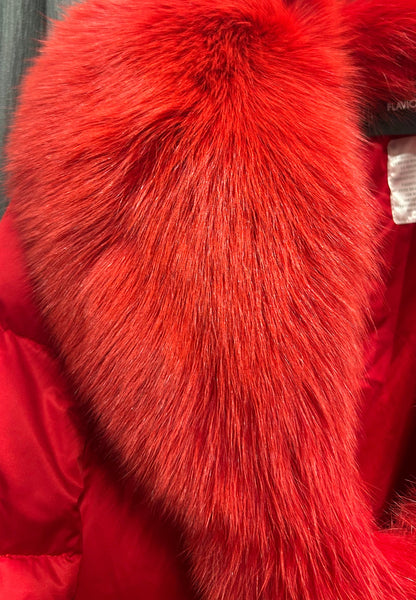 FLAVIO CASTELLANI Red Fur Trim Jacket - Size M