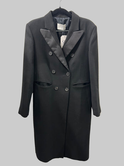 SANDRO Black Double Breasted Coat - Size 40