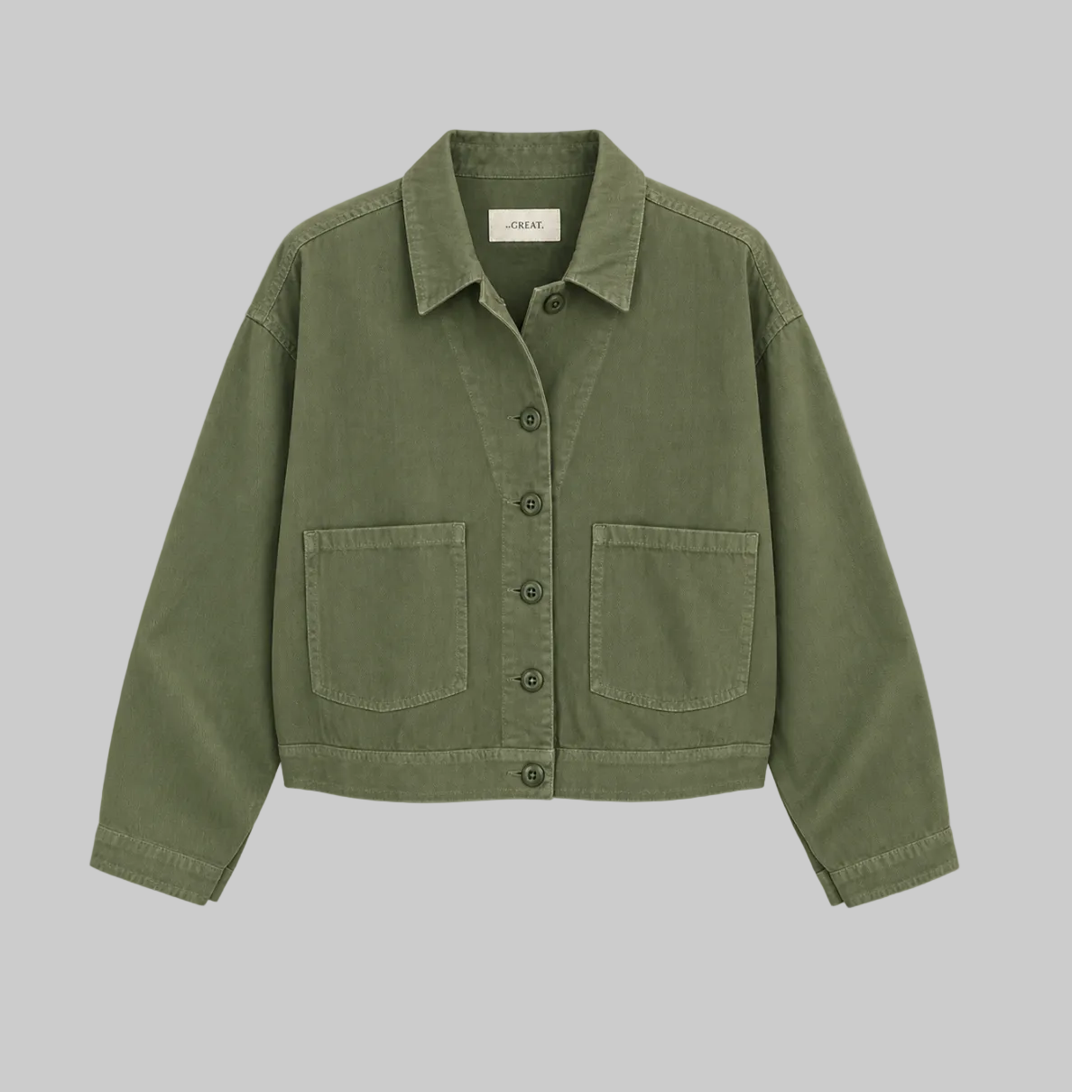 THE GREAT Rancher Khaki Cotton Work Jacket - Size 2