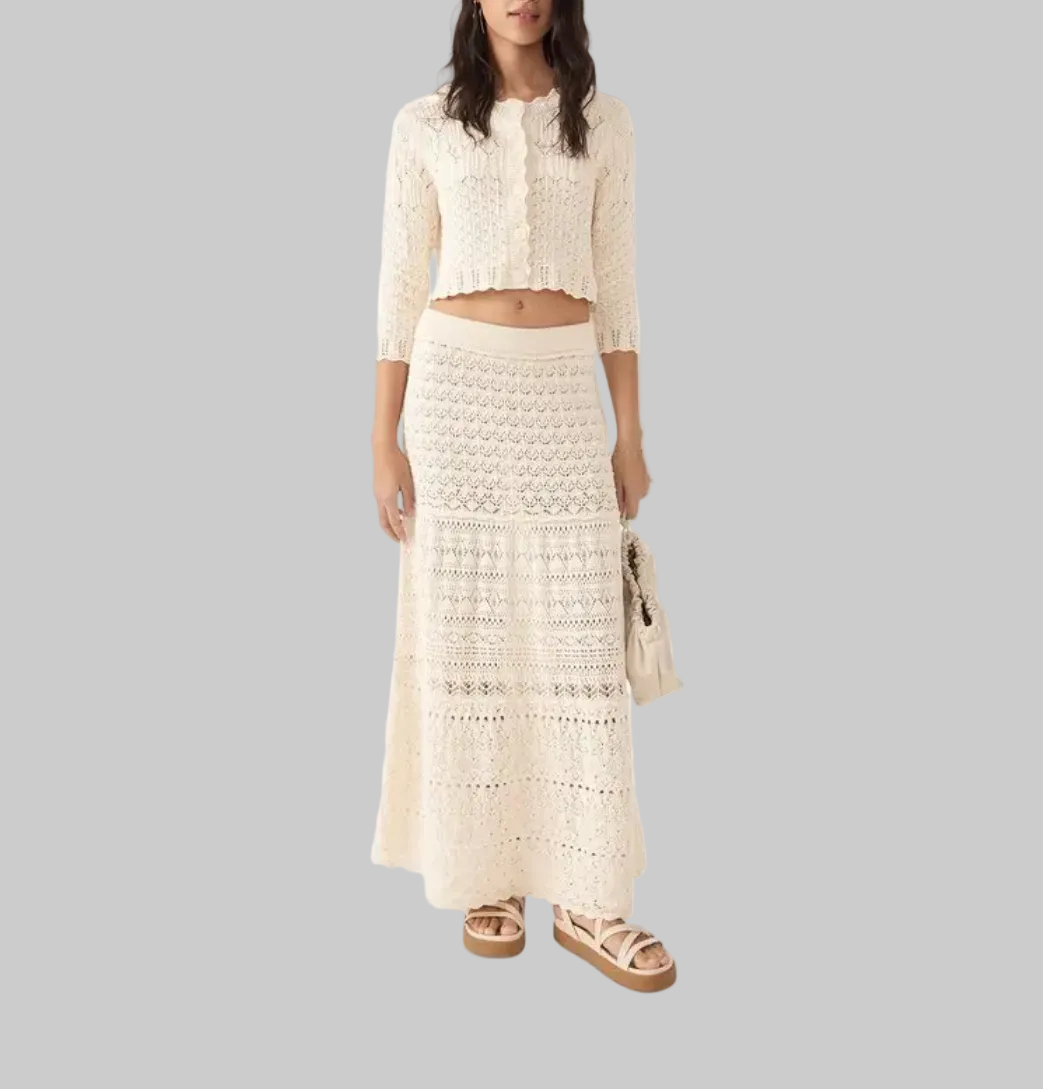 BA&SH Jupe Josh Crochet Maxi Skirt - Size M
