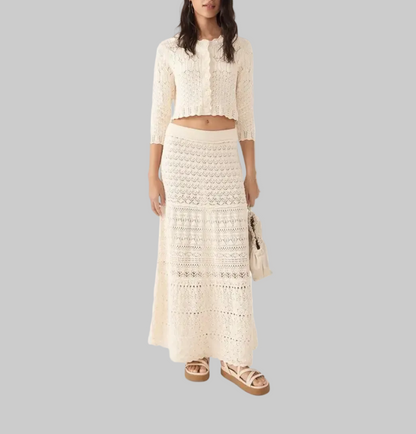 BA&SH Jupe Josh Crochet Maxi Skirt - Size M