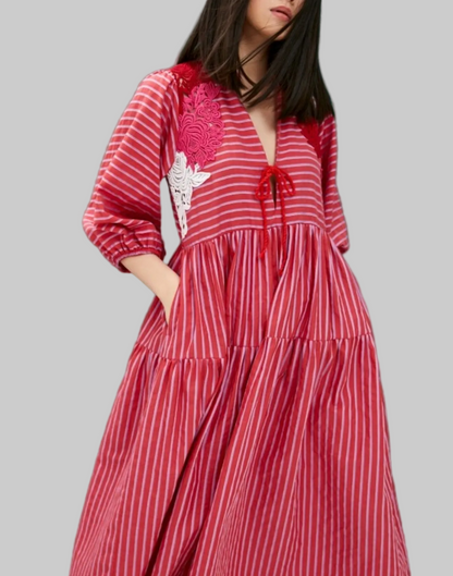 BEATRICE B Striped Midi Dress - Size s