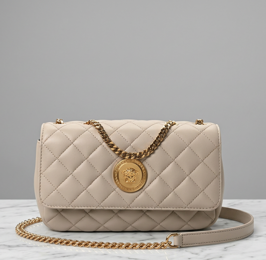 VERSACE Small Nappa Quilted Medusa Chain Crossbody