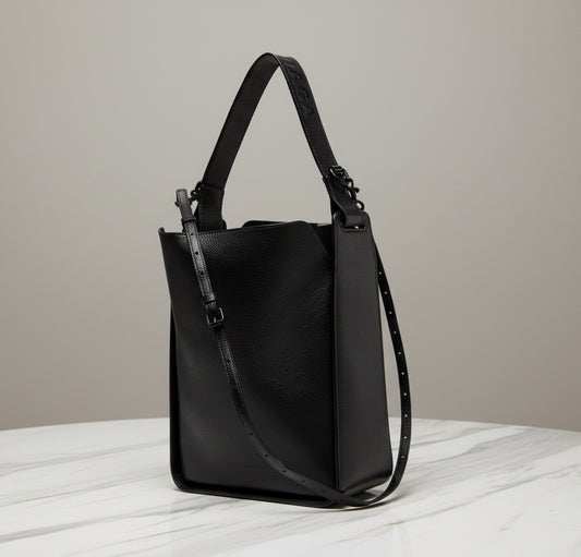 BALENCIAGA Black Leather Hobo Bag w/ Pochette