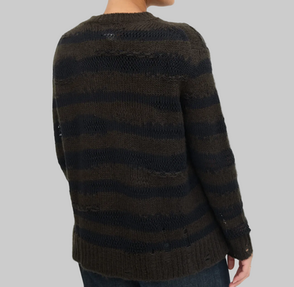 ACNE STUDIOS Distressed Striped Knit Sweater - Size s