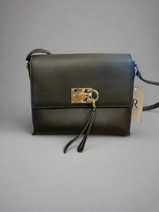 FERRAGAMO Black Pebbled Leather Crossbody