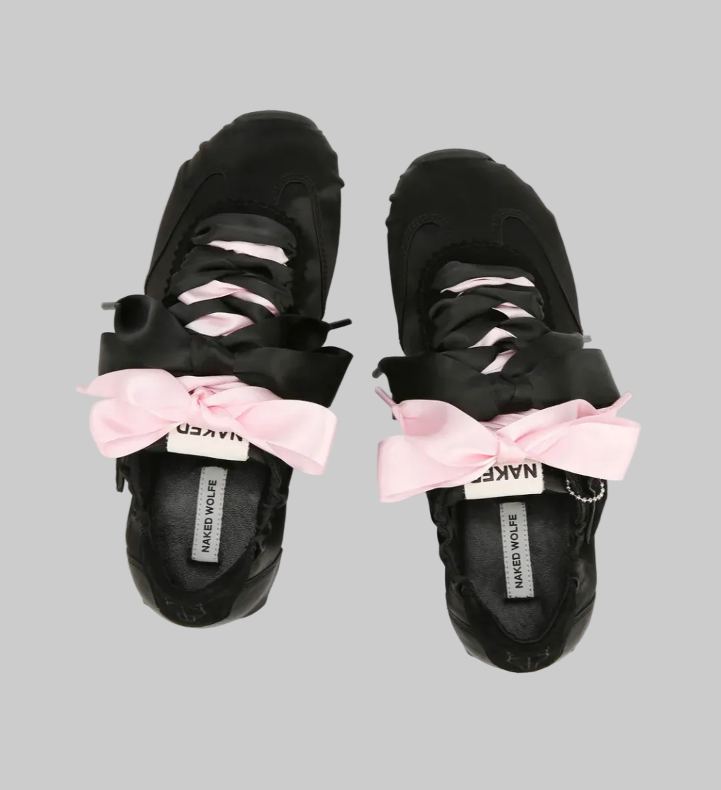 NEW* NAKED WOLFE Adorable Black Satin Sneakers - Size 9