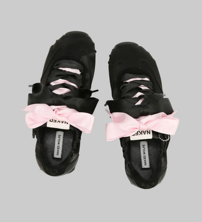 NEW* NAKED WOLFE Adorable Black Satin Sneakers - Size 9
