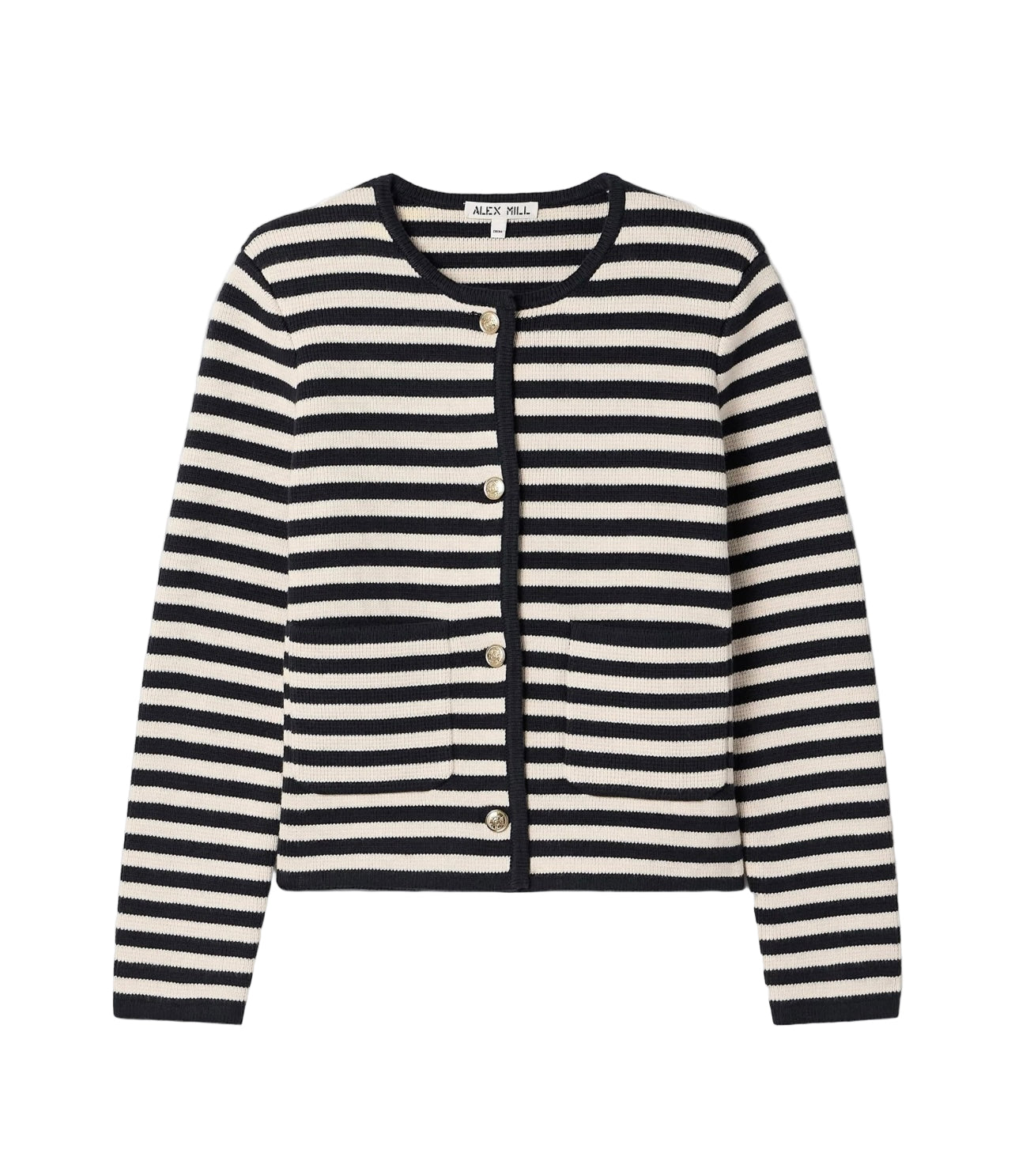 ALEX MILL Striped Gold Button Cardigan - Size S