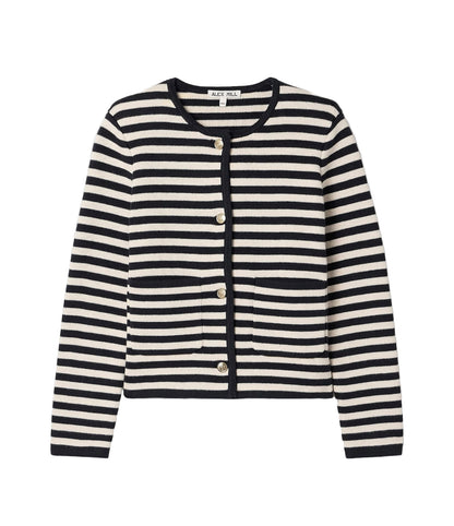 ALEX MILL Striped Gold Button Cardigan - Size S