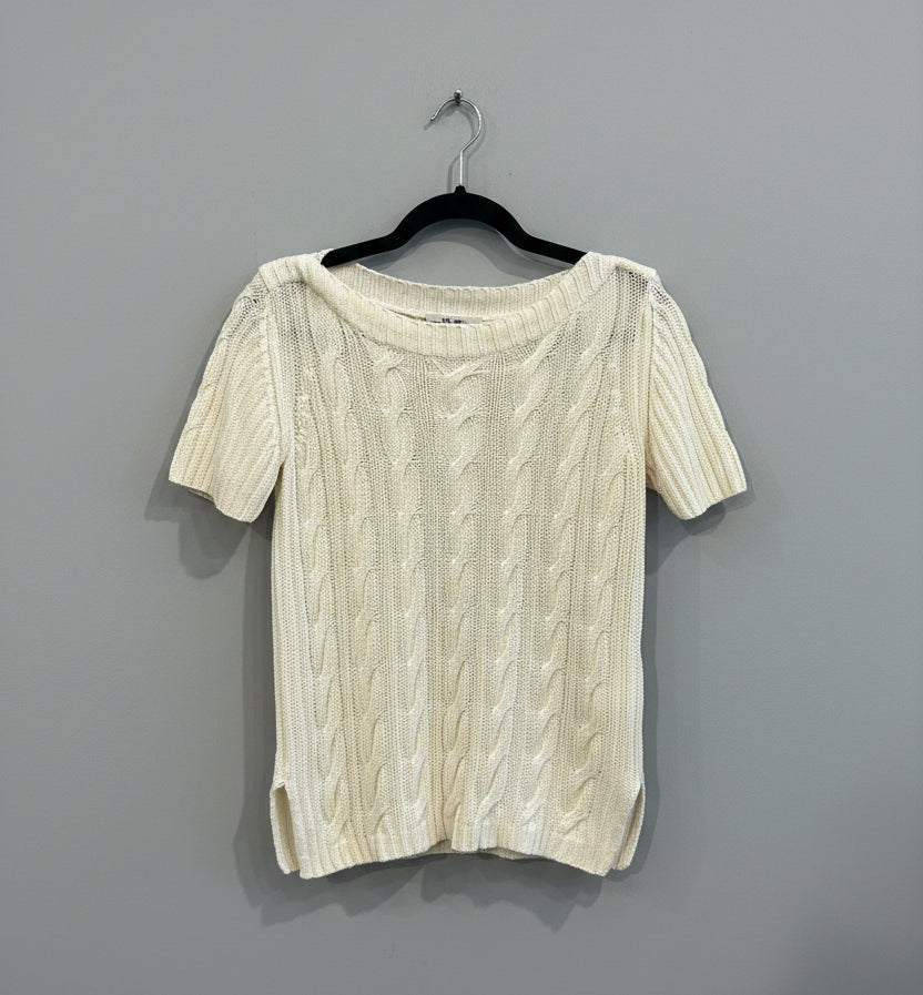 MAX MARA Cream Linen Cable Knit Sweater - Size M