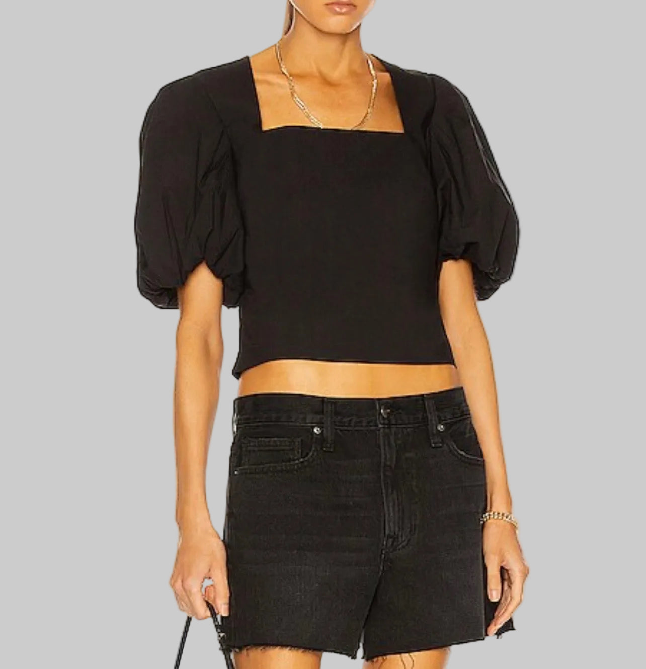 FRAME Black Cotton Balloon Sleeve Blouse - Size xs