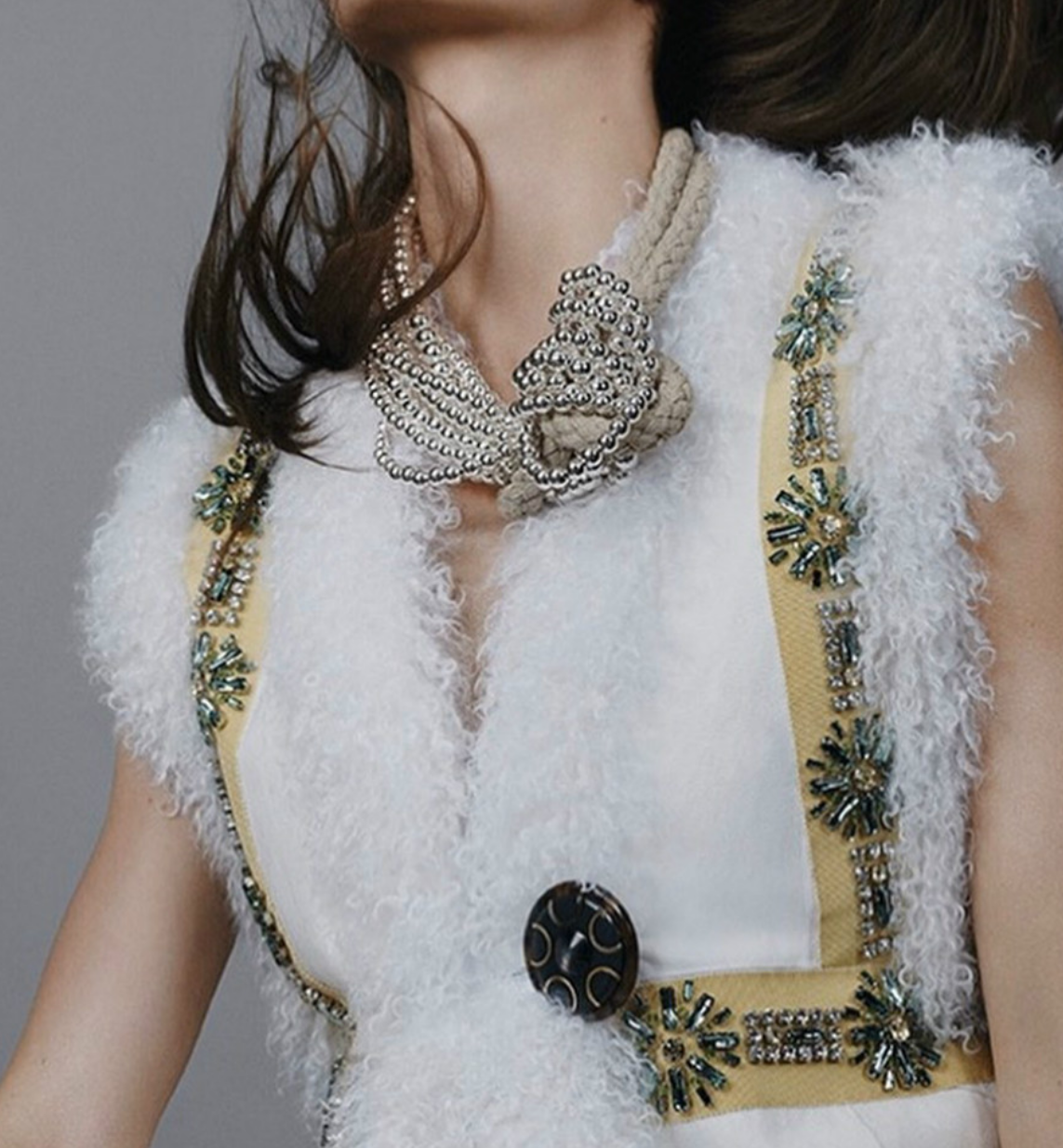 MIU MIU F/W 2020 shearling & Crystal Embellished Vest - Size S
