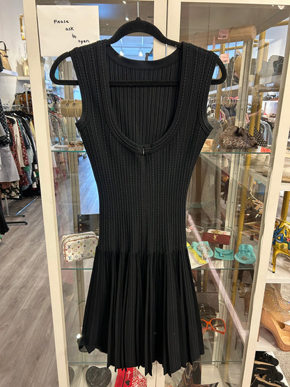 New* ALAIA Black Pleated Dress - Size - 38