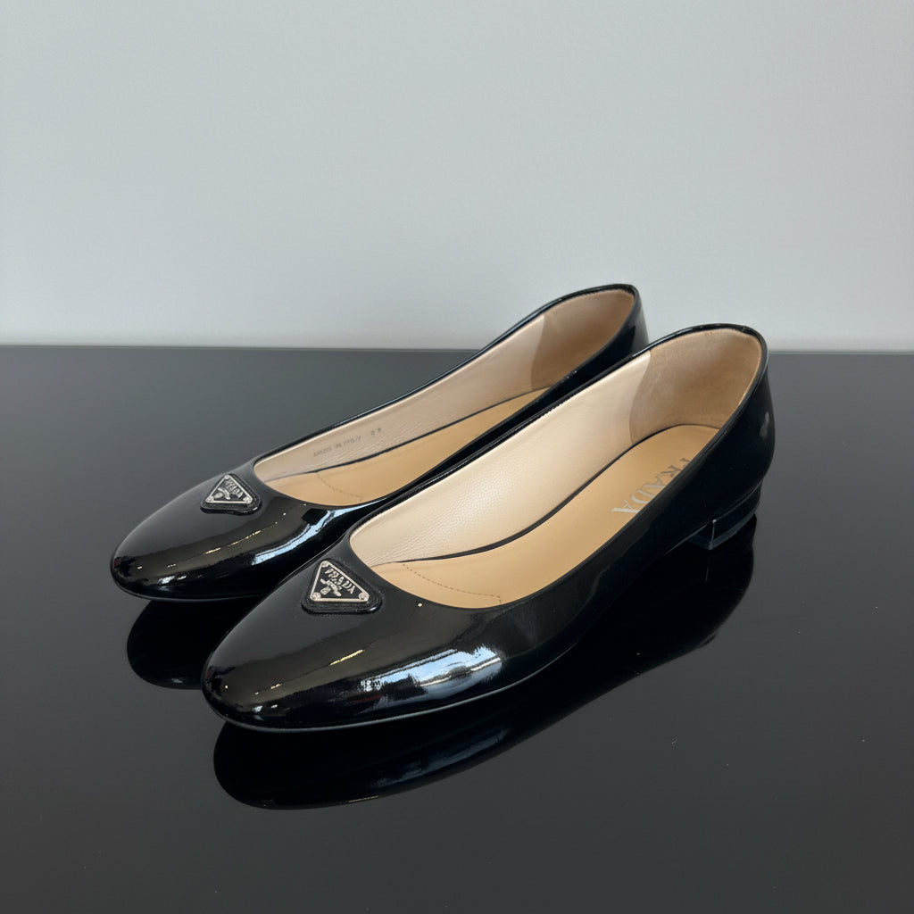 PRADA Black Patent Flats - Size 39