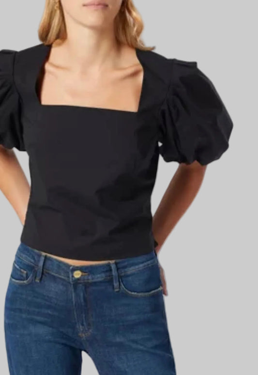 FRAME Black Cotton Balloon Sleeve Blouse - Size xs