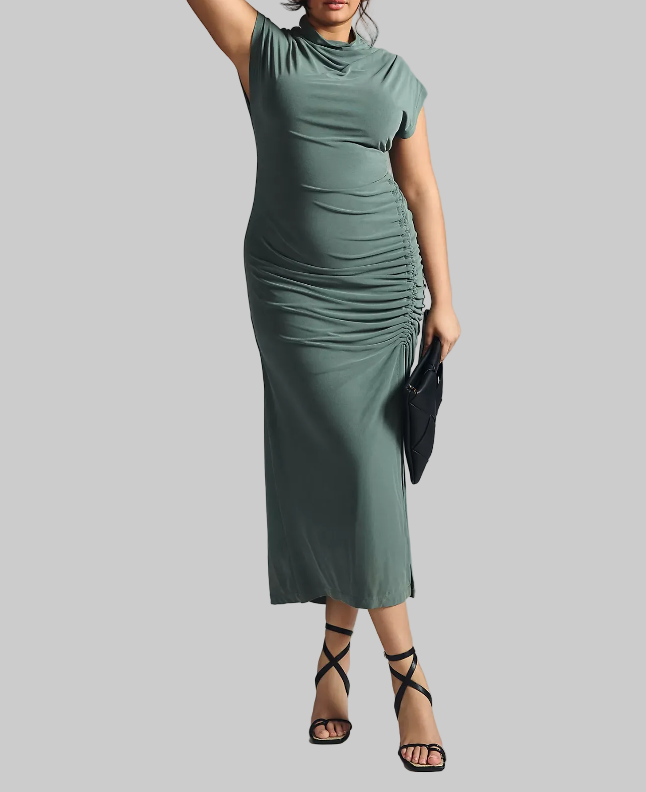 ANTHROPOLOGIE Green Smocked Maxi Dress - Size 1X