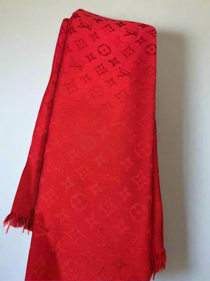 LOUIS VUITTON Red Monogram Shawl