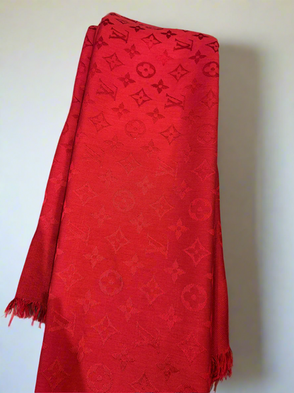 LOUIS VUITTON Red Monogram Shawl