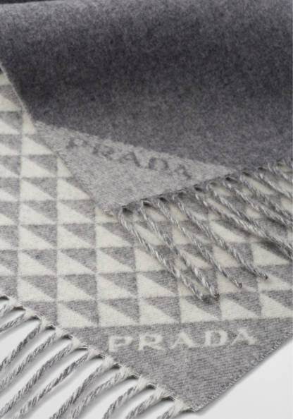 PRADA Symbole double wool and cashmere scarf