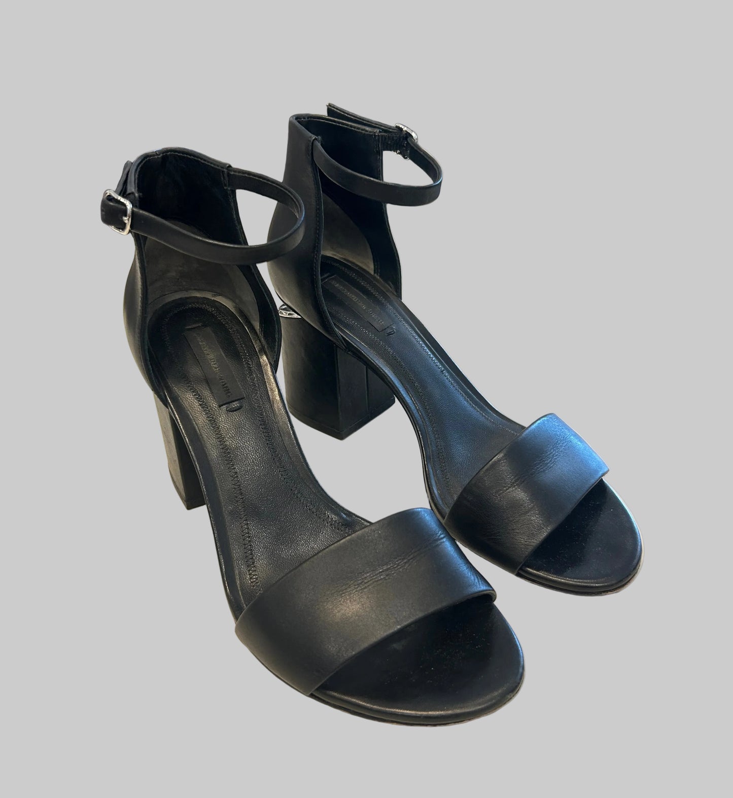 ALEXANDER WANG Black Leather Cutout Sandals