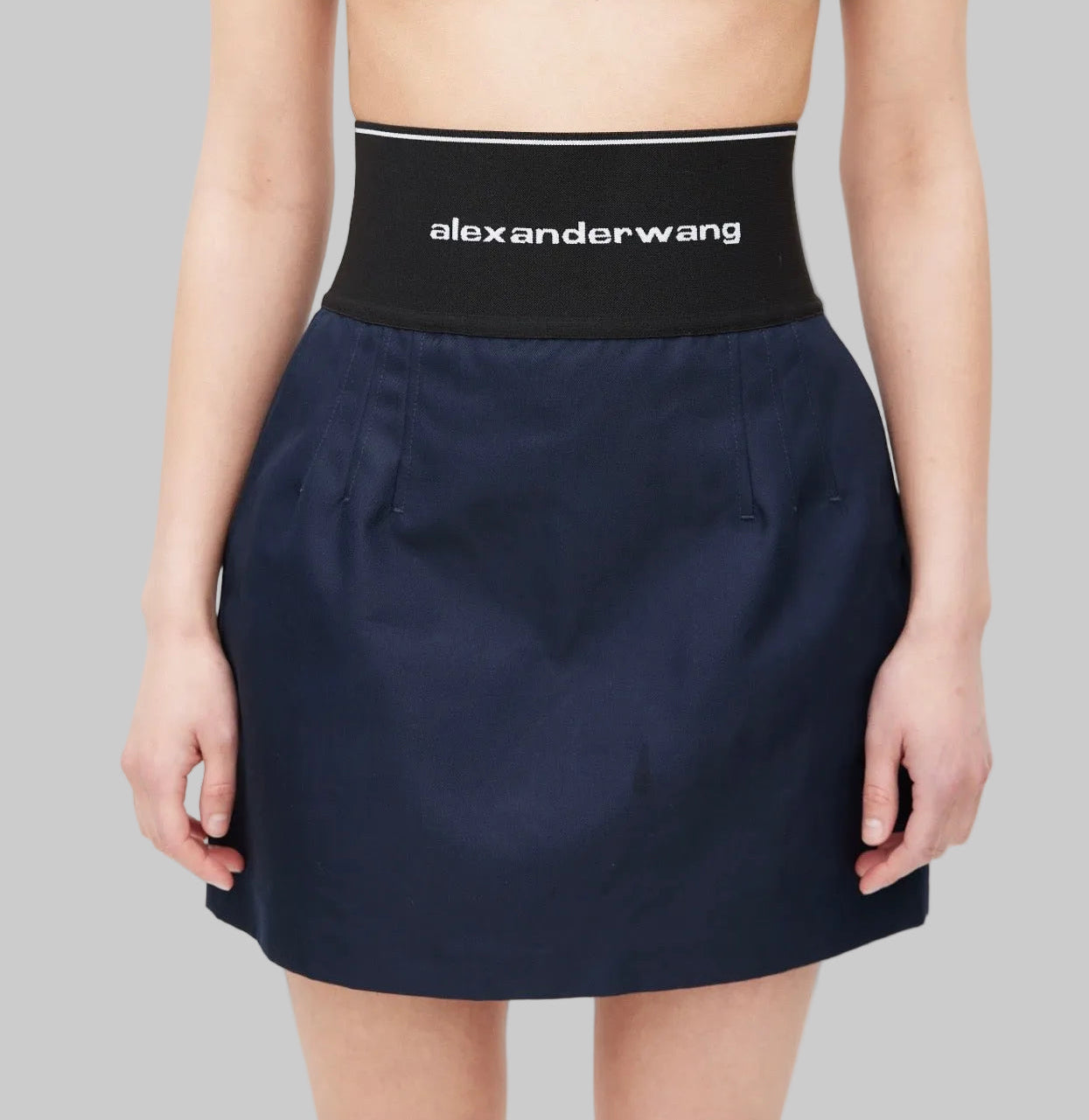 ALEXANDER WANG Logo Elastic Waist Mini Skirt - Size - 6