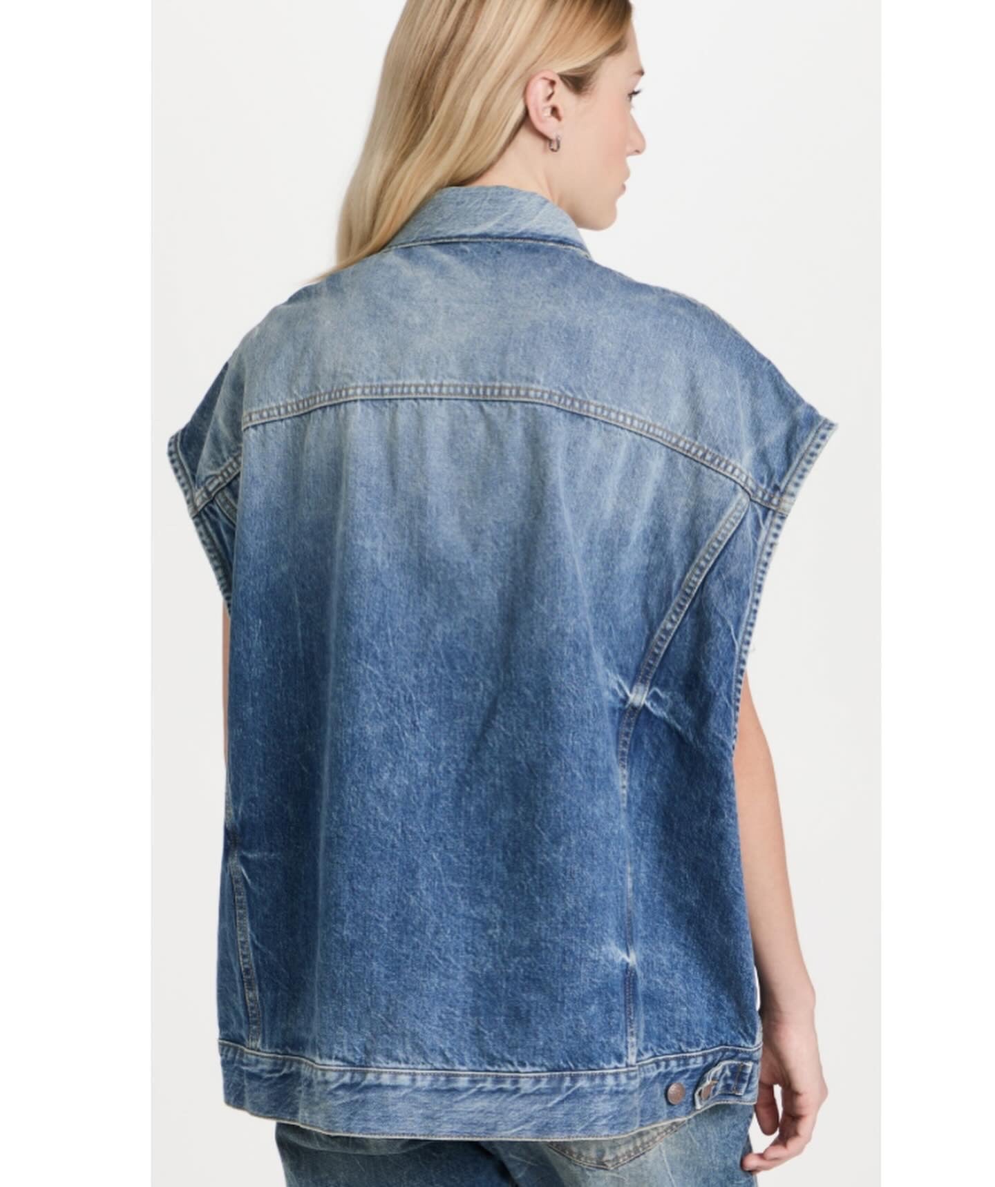 R13 Oversized Denim Trucker Vest - Size S