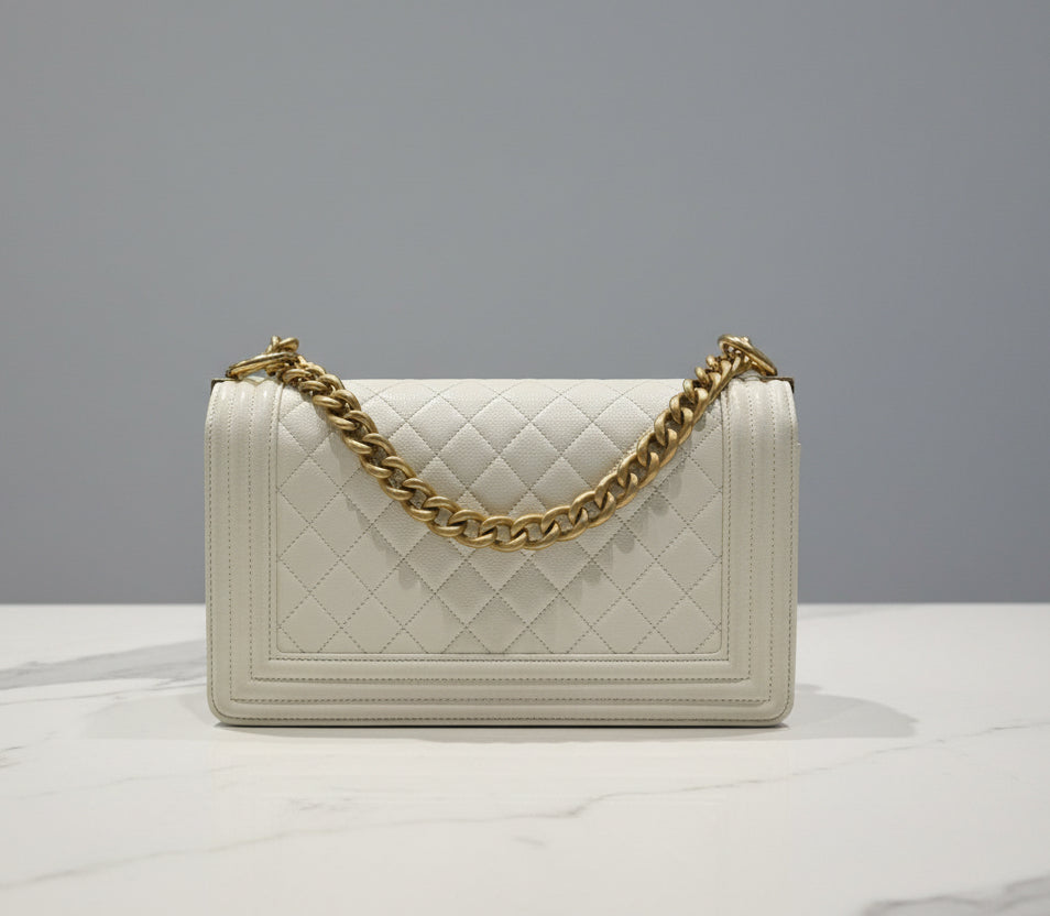 CHANEL 2022 Medium Caviar Leather Boy Bag