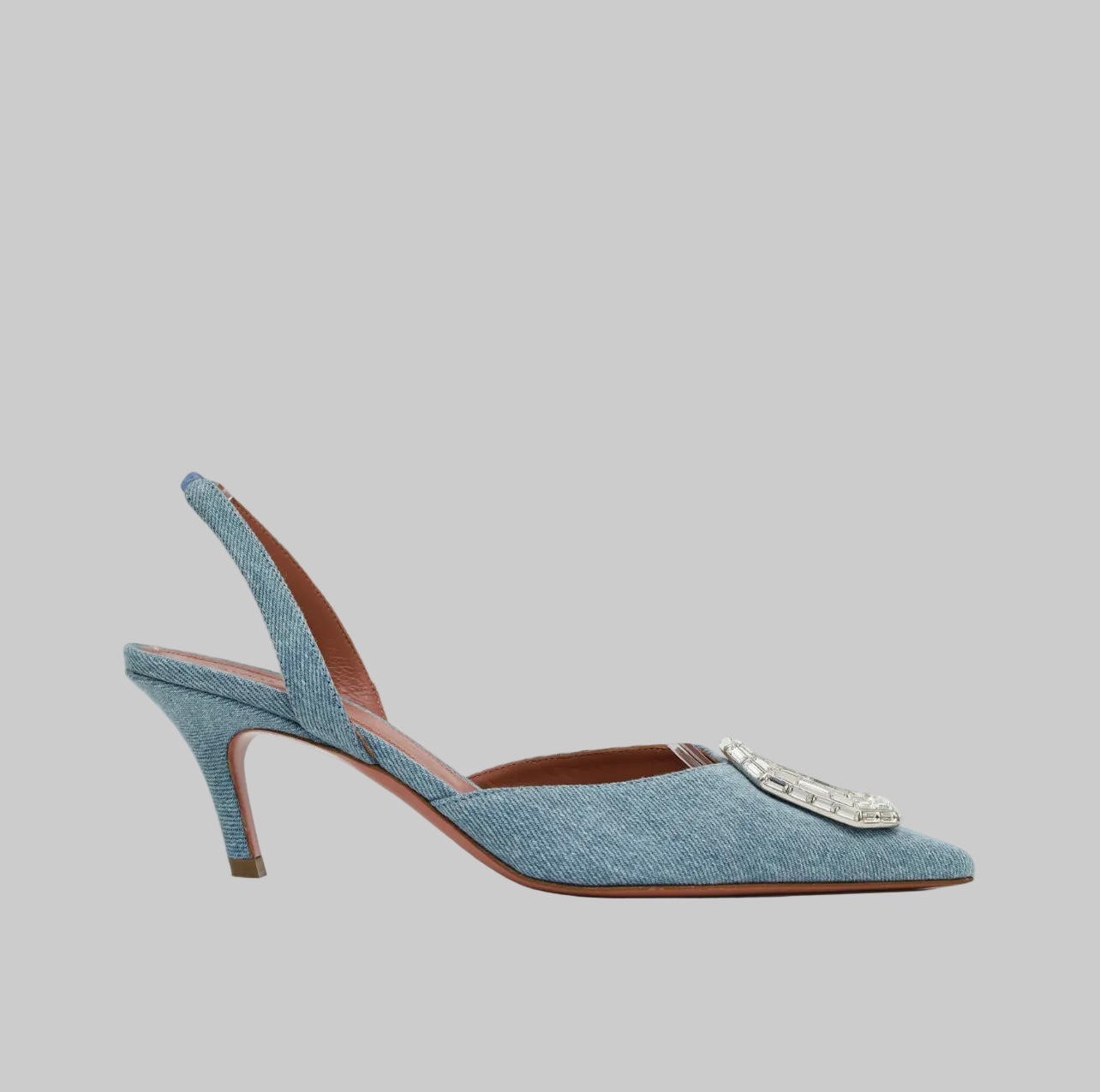 AMINA MUADDI Denim Crystal Slingbacks - Size 36