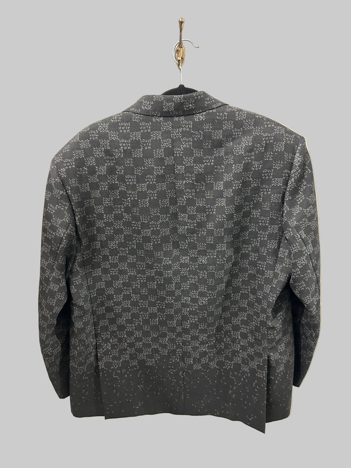 LOUIS VUITTON Grey Plaid Logo Blazer - Size L