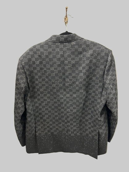 LOUIS VUITTON Grey Plaid Logo Blazer - Size L