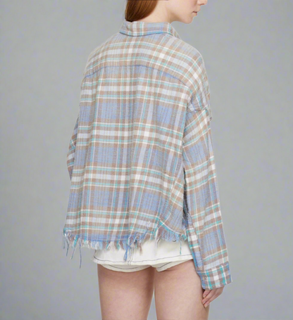 R13 Distressed Plaid Shirt - Size M