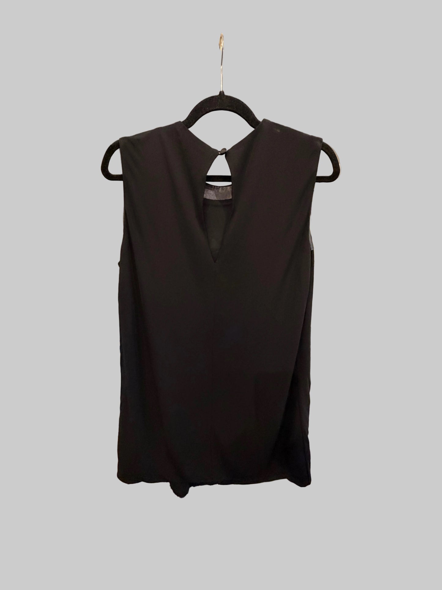 GUCCI Black Mixed media Top w/ leather - Size L