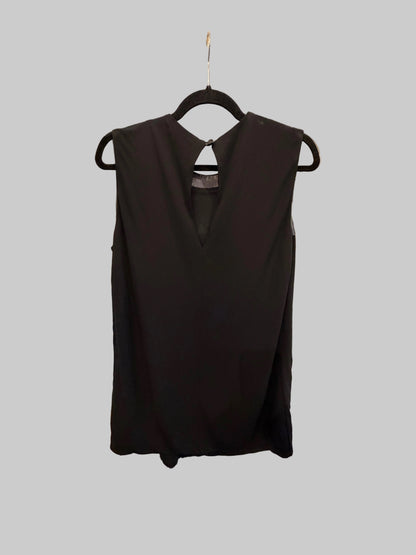 GUCCI Black Mixed media Top w/ leather - Size L