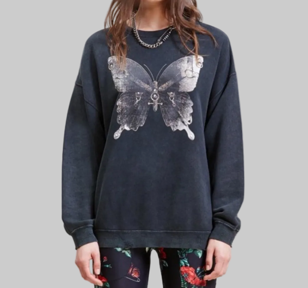 R13 Bondage Butterfly Oversized Crewneck - Size S