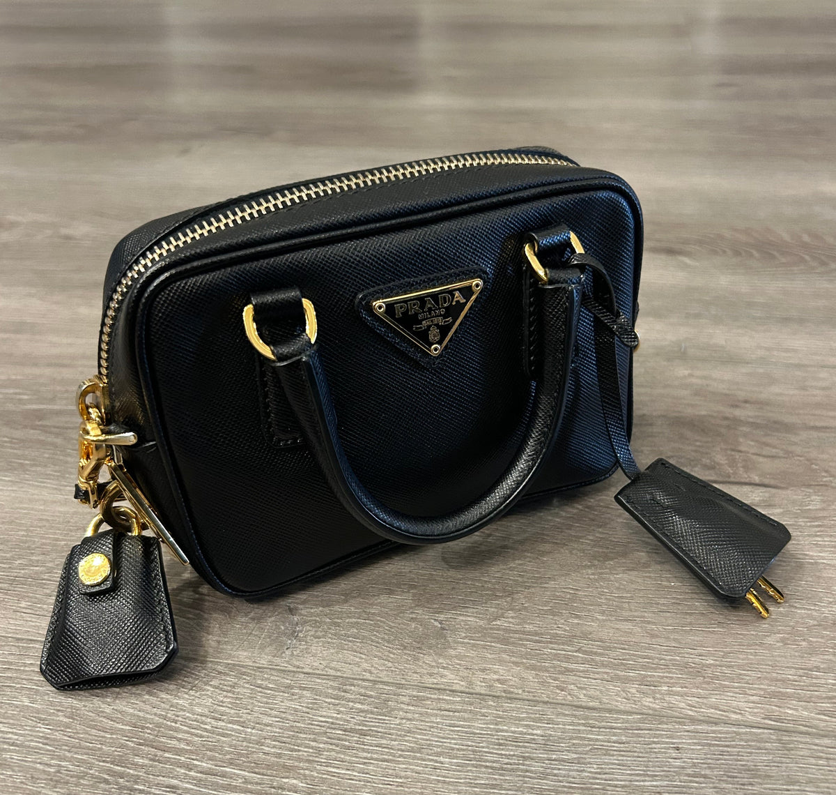 PRADA Lux Saffiano Mini Bauletto Bag