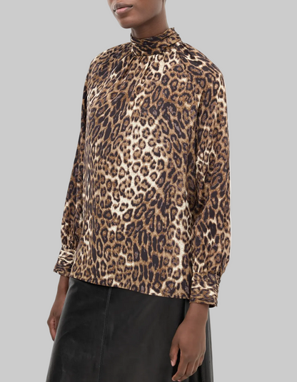 NILI LOTAN Silk Leopard Blouse - Size L