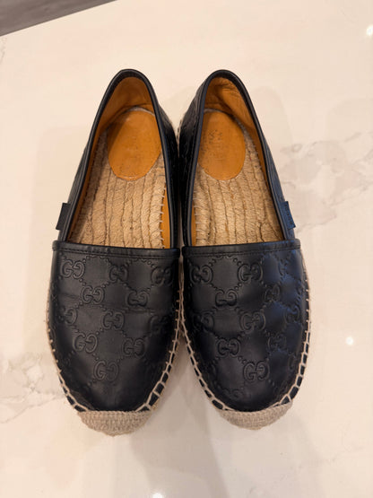 GUCCI Leather Guccissima Espadrille Flats - Size 39