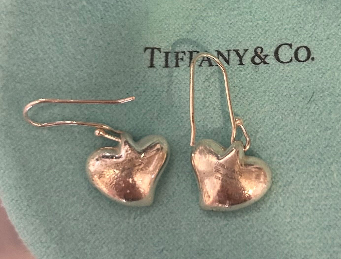TIFFANY & CO. Elsa Peretti Heart Drop Earrings Sterling Silver
