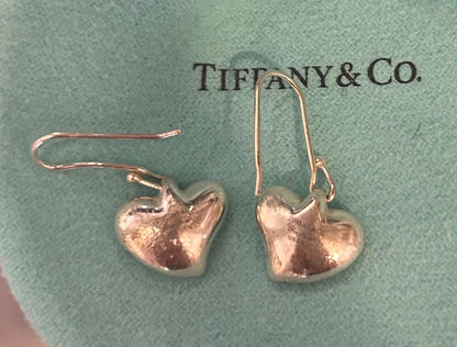 TIFFANY & CO. Elsa Peretti Heart Drop Earrings Sterling Silver