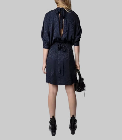 ZADIG & VOLTAIRE Navy Leopard Silk Dress - Size L