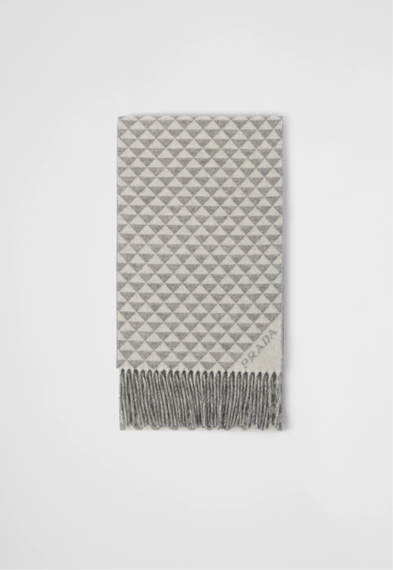 PRADA Symbole double wool and cashmere scarf