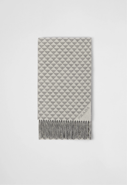 PRADA Symbole double wool and cashmere scarf