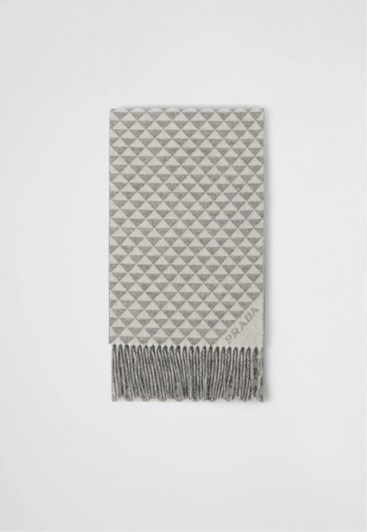 PRADA Symbole double wool and cashmere scarf